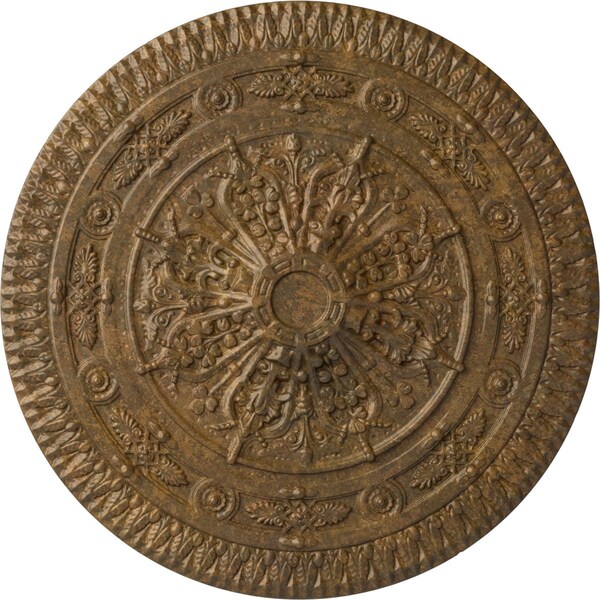 Ekena Millwork Naple Ceiling Medallion (Fits Canopies up to 3 3/8"), Hnd-Painted Rubbed Bronze, 37 1/2"OD x 3 3/8"P CM37NARZS - main